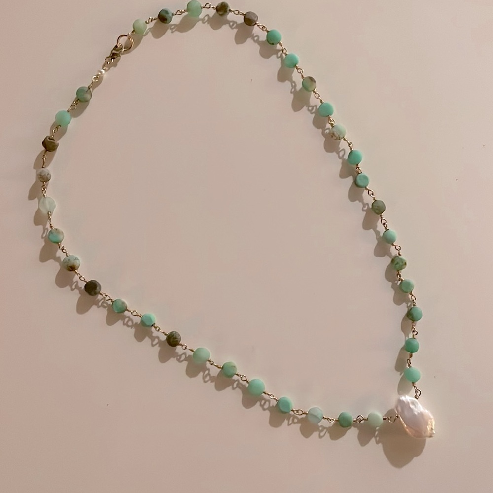 New design-Chrysoprase & Pearl necklace/bracelet